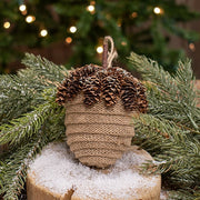 Tan Acorn Glittered Ornament