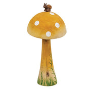 Wooden Handpainted Mushroom Sitter with Snail 6.5"H