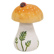 Wooden Handpainted Spotted Mushroom Sitter with Ladybug