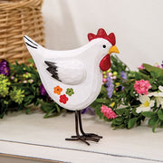 Standing Wooden Chicken with Handpainted Flowers