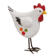 Standing Wooden Chicken with Handpainted Flowers