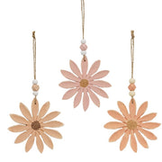 Pastel Wooden Daisy Ornament  (3 Count Assortment)