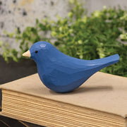 Dark Blue Carved Bird Sitter - 2.75"H