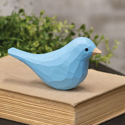 Light Blue Carved Bird Sitter - 2.75"H