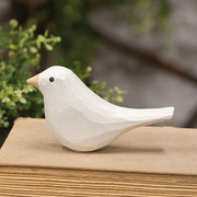 White Carved Bird Sitter - 2.75"H