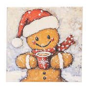 Hot Cocoa Gingerbread Man Canvas - 8" Sq.