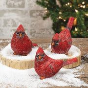 Glittered Resin Sitting Cardinal  (3 Count Assortment)