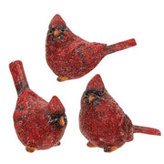 Glittered Resin Sitting Cardinal  (3 Count Assortment)