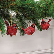 Glittered Resin Sitting Cardinal Ornament  (3 Count Assortment)