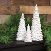 Glittered White Resin Christmas Trees (Set of 3)