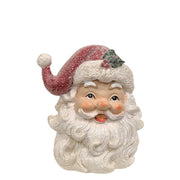 Resin Glitter Retro Santa Head Sitters (Set of 2)