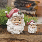 Resin Glitter Retro Santa Head Sitters (Set of 2)