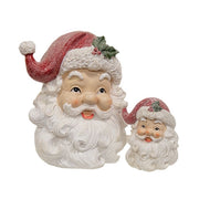 Resin Glitter Retro Santa Head Sitters (Set of 2)