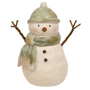 Green Winter Scarf & Hat Resin Snowman - 6"H