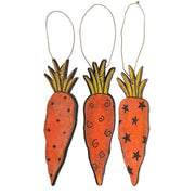 Whimsy Wooden Carrot Ornaments (Set of 3)