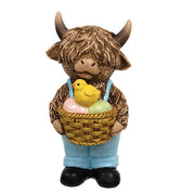 Resin Standing Easter Highland Calf  (2 Count Assortment)