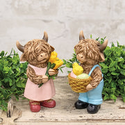 Resin Standing Easter Highland Calf  (2 Count Assortment)