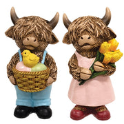 Resin Standing Easter Highland Calf  (2 Count Assortment)