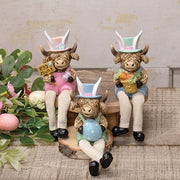 Resin Dangle Leg Easter Highland Sitter  (3 Count Assortment)