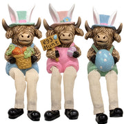Resin Dangle Leg Easter Highland Sitter  (3 Count Assortment)