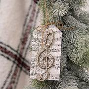 Glittered Treble Clef Tag Ornament