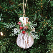 Birch Wood Snowman Christmas Ornament