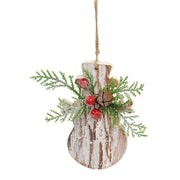 Birch Wood Snowman Christmas Ornament