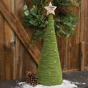 Green Yarn Christmas Tree with LED Lights - Large