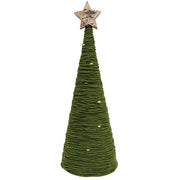 Green Yarn Christmas Tree with LED Lights - Large