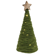 Green Yarn Christmas Tree with LED Lights - Small