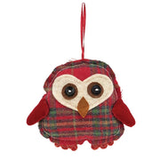 Red Plaid Owl Ornament