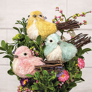 Pastel Sisal Bird with Twiggy Tail Pick  (3 Count Assortment)