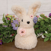 Standing Sherpa Bunny with Pink Flowers