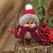 Fabric Bird with Burgundy Hat and Scarf