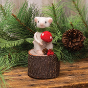 Felted Mouse on Log