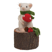 Felted Mouse on Log
