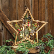Burnt Wood Frame Star with LED Lights