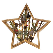 Burnt Wood Frame Star with LED Lights