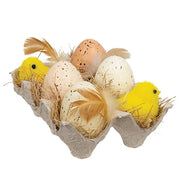 Natural Speckled Eggs & Chicks in Crate (Set of 6)