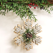 Wooden Birch & Pine Snowflake Ornament - 8"