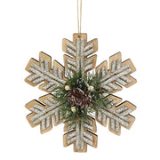 Wooden Birch & Pine Snowflake Ornament - 8"