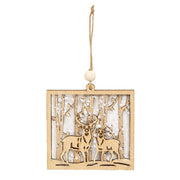 Snowy Winter Deer Forest Ornament