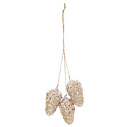 Champagne Glitter Hanging Pinecone Trio