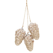 Champagne Glitter Hanging Pinecone Trio