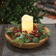 Natural Carved Wooden Bowl - 12" x 11.5"
