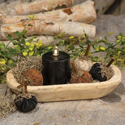 Carved Wood Petite Oval Bowl - Raw