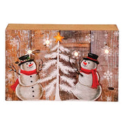 Wooden Snowman Block with LED Light  (3 Count Assortment)