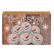 Wooden Snowman Block with LED Light  (3 Count Assortment)