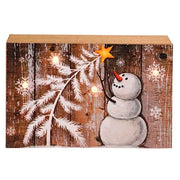 Wooden Snowman Block with LED Light  (3 Count Assortment)
