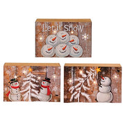 Wooden Snowman Block with LED Light  (3 Count Assortment)